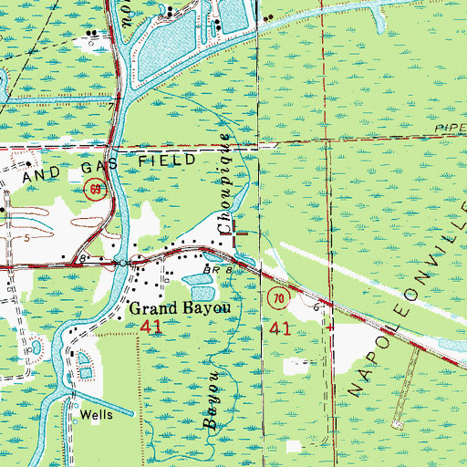 Topographic Map of Bayou Choupique, LA