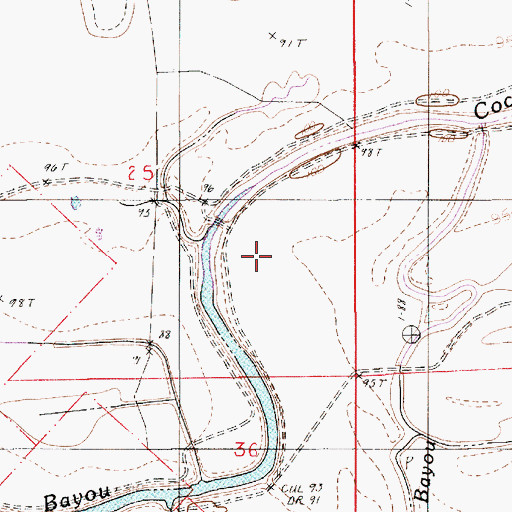Topographic Map of Bayou Cocodrie, LA