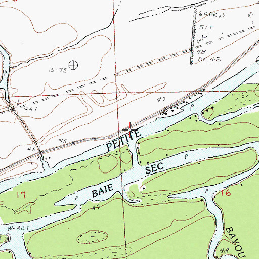 Topographic Map of Bayou Cocodrie, LA