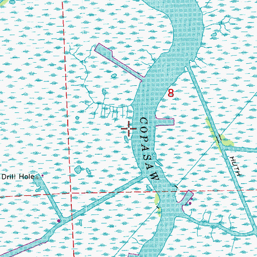 Topographic Map of Bayou Copasaw, LA