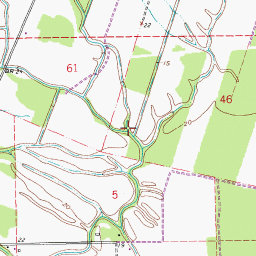 Topographic Map of Bayou Cotonier, LA