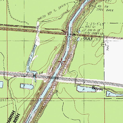 Topographic Map of Bayou Crew, LA