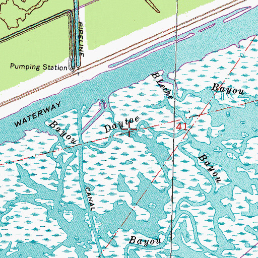 Topographic Map of Bayou Daytoe, LA