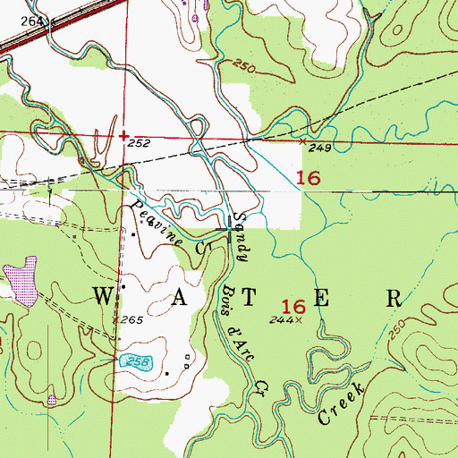 Topographic Map of Peavine Creek, AR
