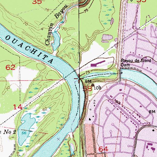 Topographic Map of Bayou de Siard, LA