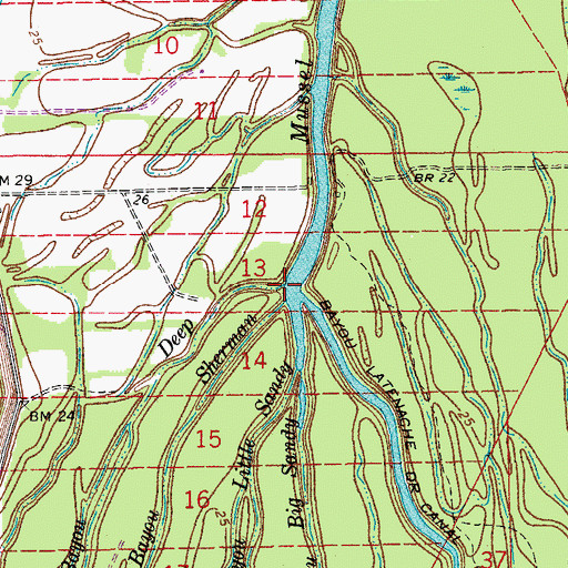 Topographic Map of Bayou Deep, LA