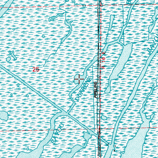 Topographic Map of Bayou Dufrene, LA