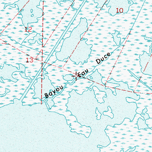 Topographic Map of Bayou Eau Duce, LA