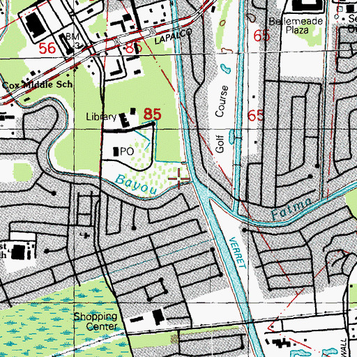 Topographic Map of Bayou Fatma, LA