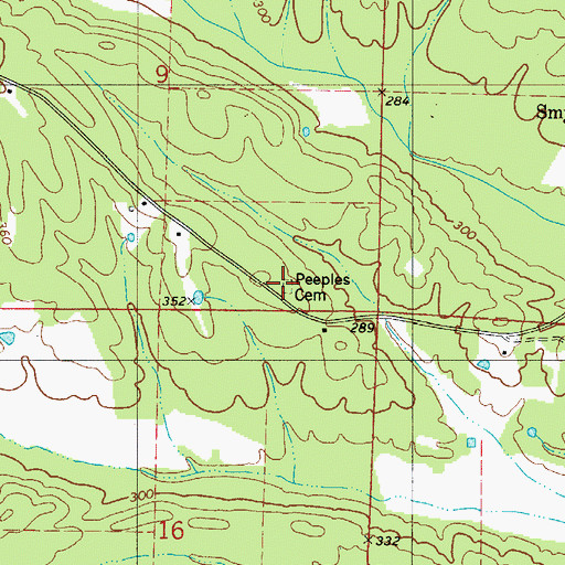 Topographic Map of Peeples Cemetery, AR