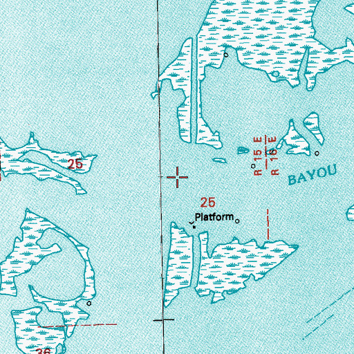 Topographic Map of Bayou Grand Caillou, LA