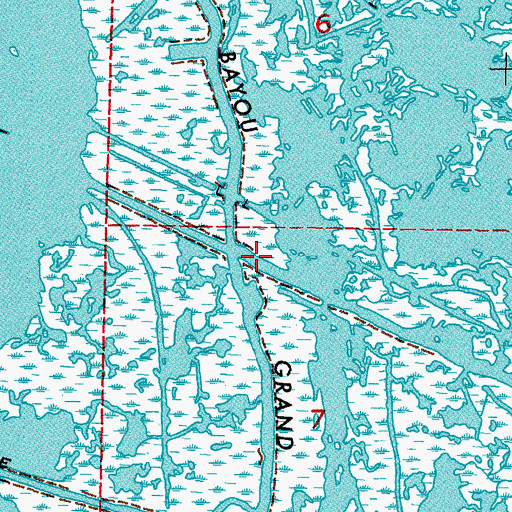 Topographic Map of Bayou Grand Liard, LA