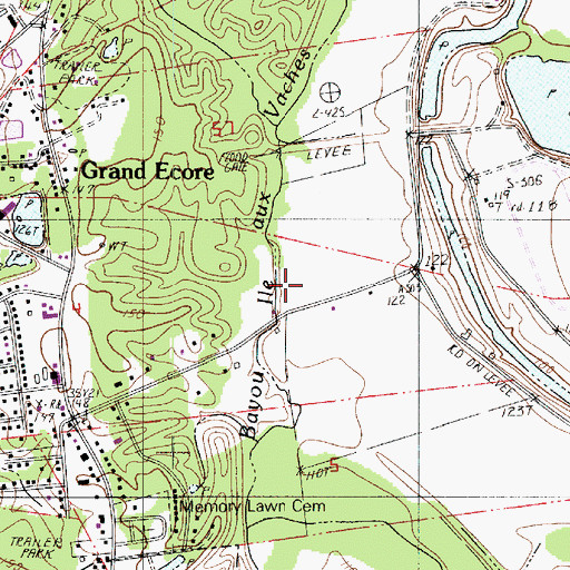 Topographic Map of Bayou Ile Aux Vaches, LA