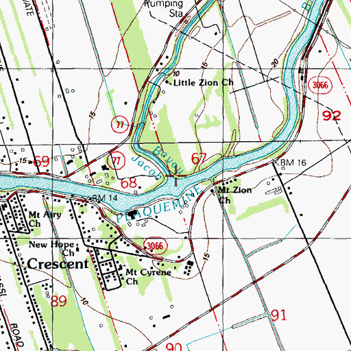 Topographic Map of Bayou Jacob, LA