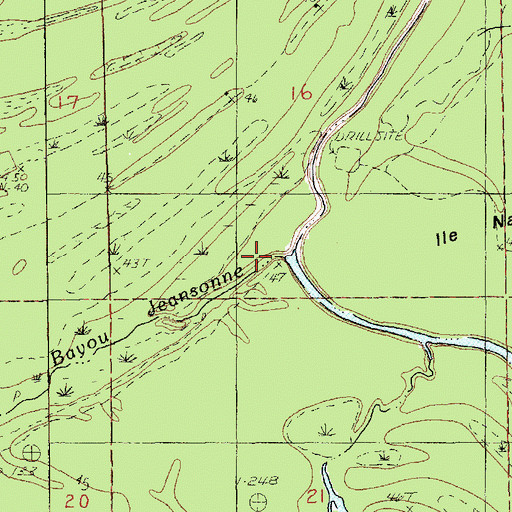 Topographic Map of Bayou Jeansonne, LA