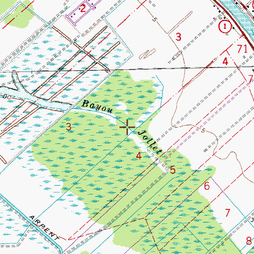 Topographic Map of Bayou Jollet, LA
