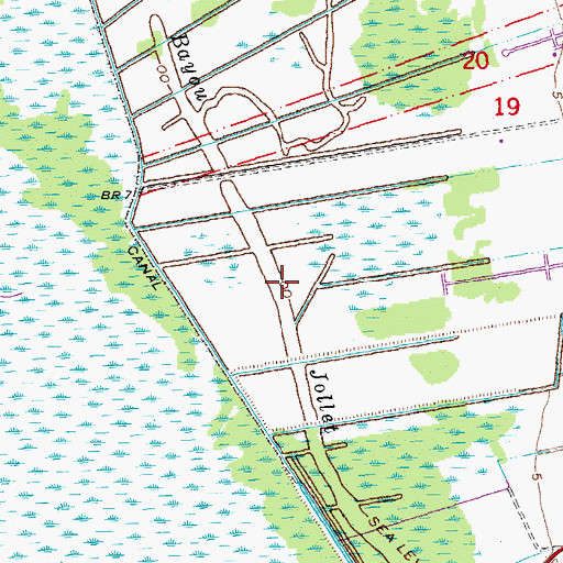 Topographic Map of Bayou Jollet, LA