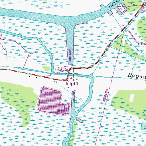 Topographic Map of Bayou L'Eau Bleu, LA