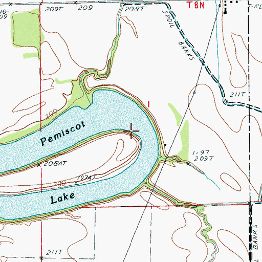 Topographic Map of Pemiscot Lake, AR