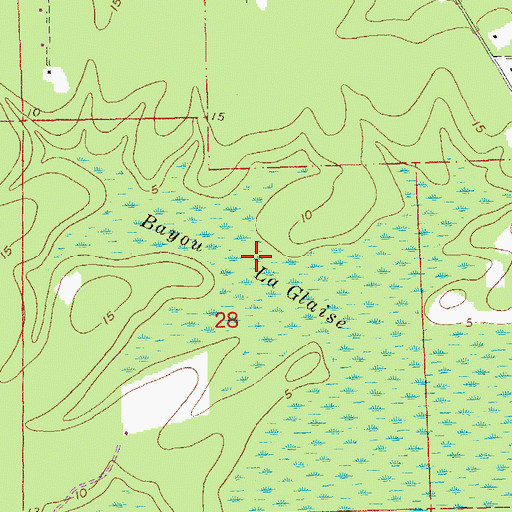 Topographic Map of Bayou La Glaise, LA