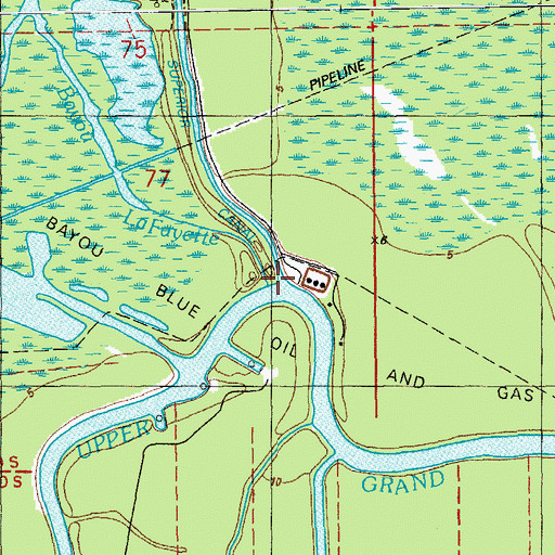 Topographic Map of Bayou Lafayette, LA