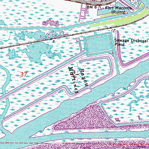 Topographic Map of Bayou Martinez, LA