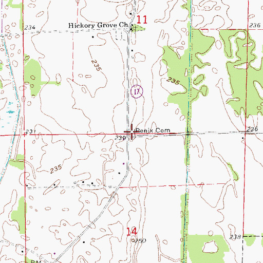 Topographic Map of Roberts-Penix Cemetery, AR