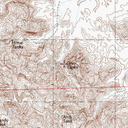 Topographic Map of Gray Tanks, AZ