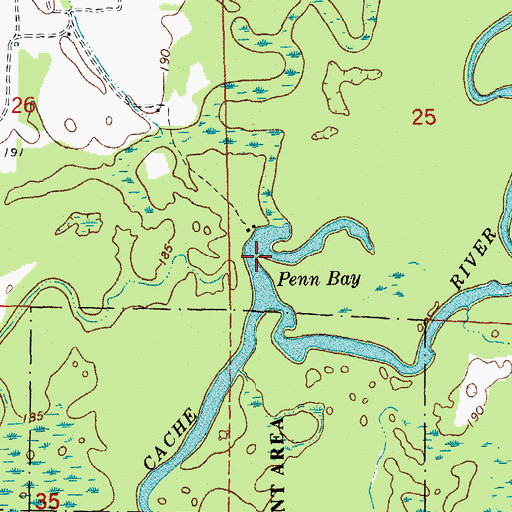 Topographic Map of Penn Bay, AR