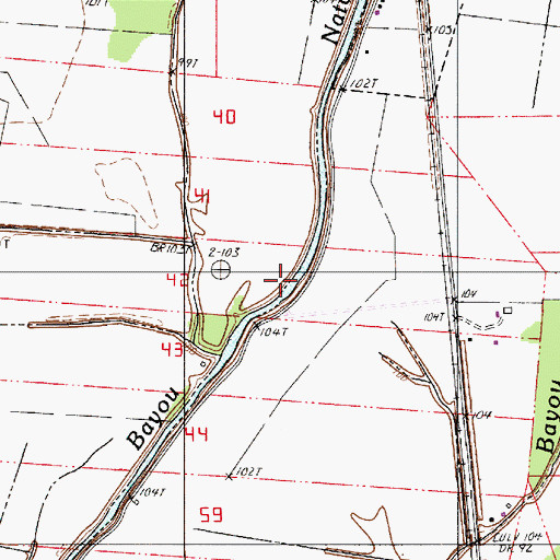 Topographic Map of Bayou Natchez, LA