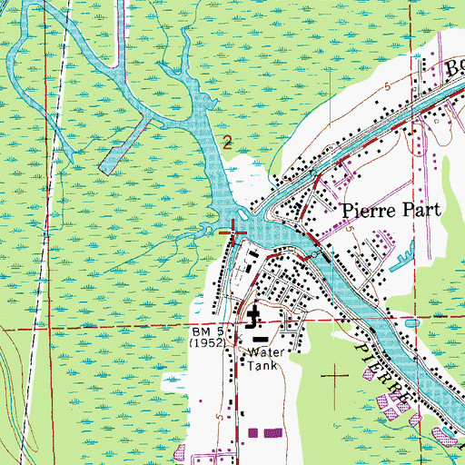 Topographic Map of Bayou Natchez, LA