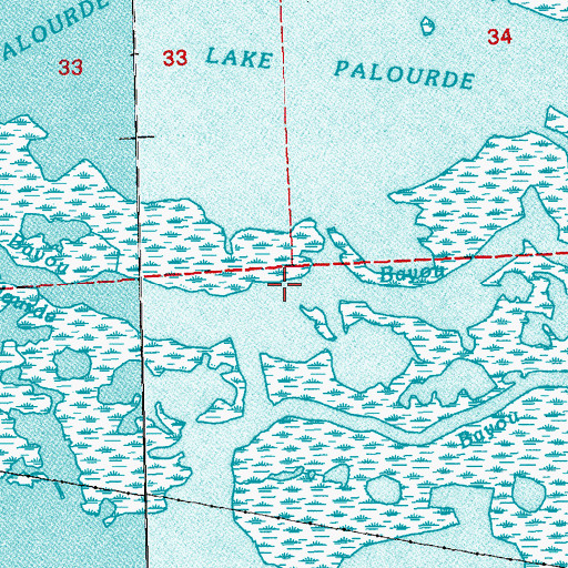 Topographic Map of Bayou Palourde, LA