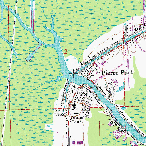 Topographic Map of Bayou Pierre Part, LA