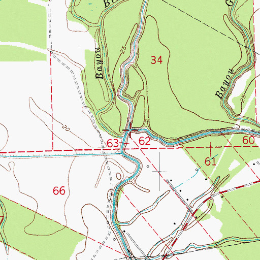 Topographic Map of Bayou Portage, LA