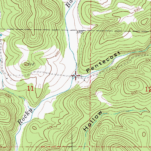 Topographic Map of Pentecost Hollow, AR