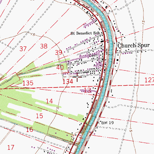 Topographic Map of Bayou Saint Vincent, LA