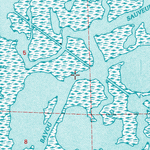 Topographic Map of Bayou Sauveur, LA