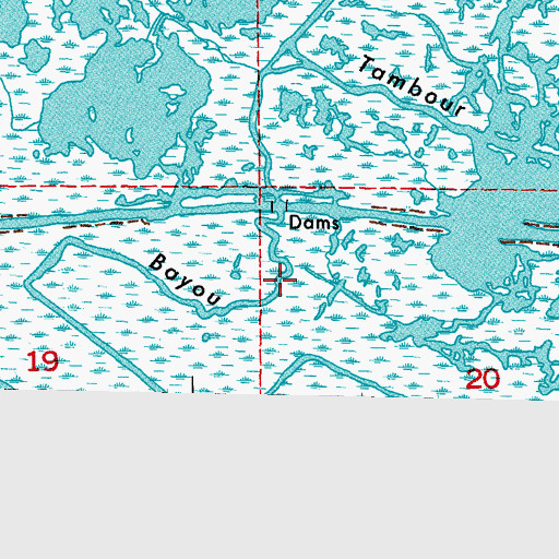 Topographic Map of Bayou Tambour, LA