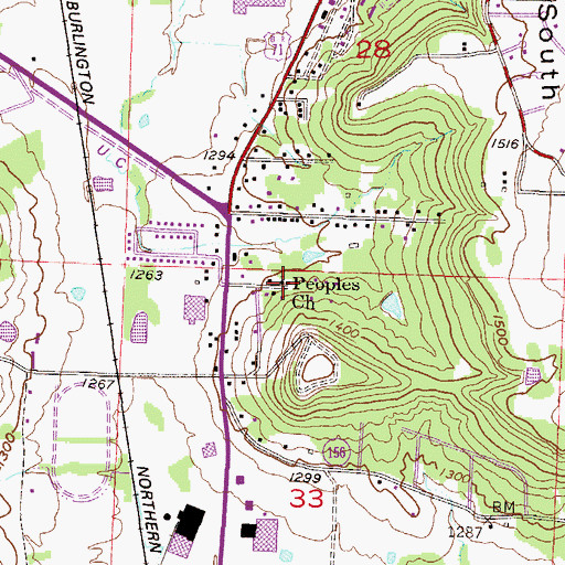Topographic Map of Peoples Church, AR