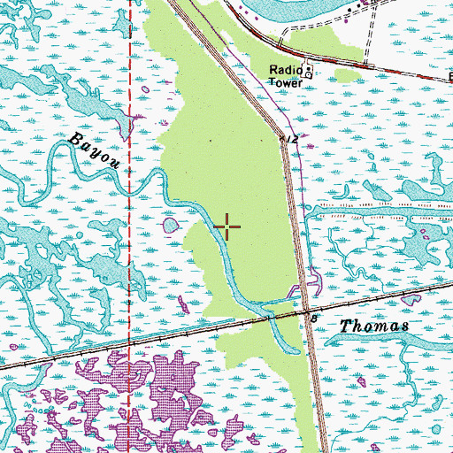 Topographic Map of Bayou Thomas, LA
