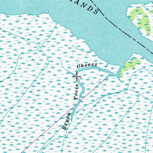 Topographic Map of Bayou Trois Chenes, LA