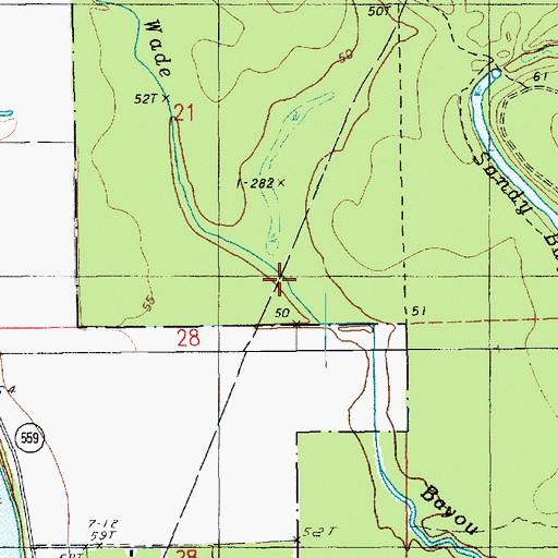 Topographic Map of Bayou Wade, LA