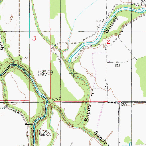 Topographic Map of Bayou Winsey, LA