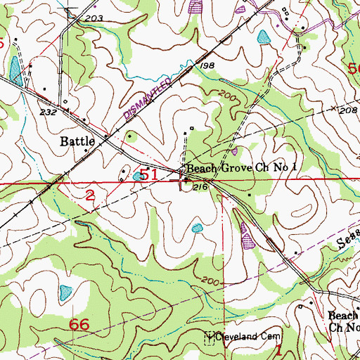 Topographic Map of Beach Grove Church Number 1, LA