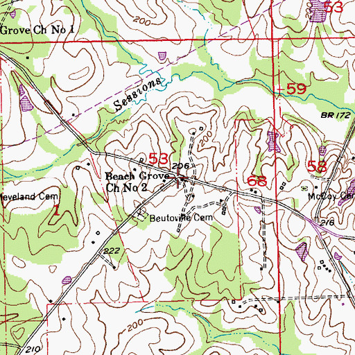 Topographic Map of Beach Grove Church Number 2, LA