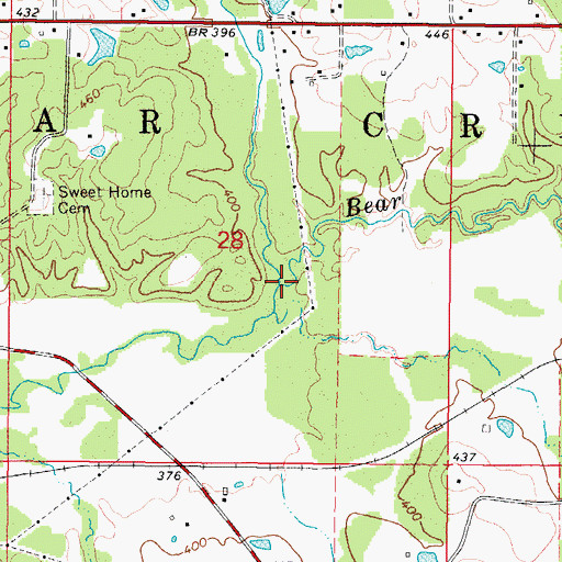 Topographic Map of Pepper Creek, AR