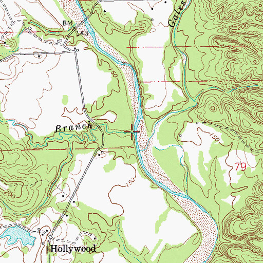 Topographic Map of Bean Branch, LA