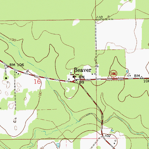 Topographic Map of Beaver, LA