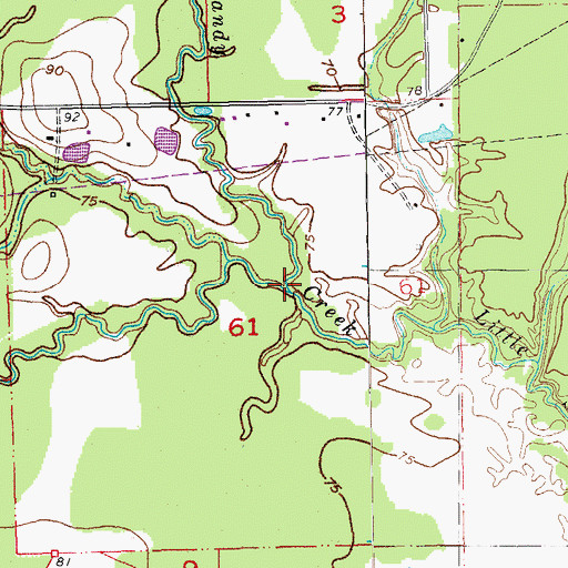Topographic Map of Beaver Creek, LA