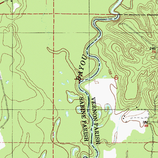 Topographic Map of Beaver Creek, LA
